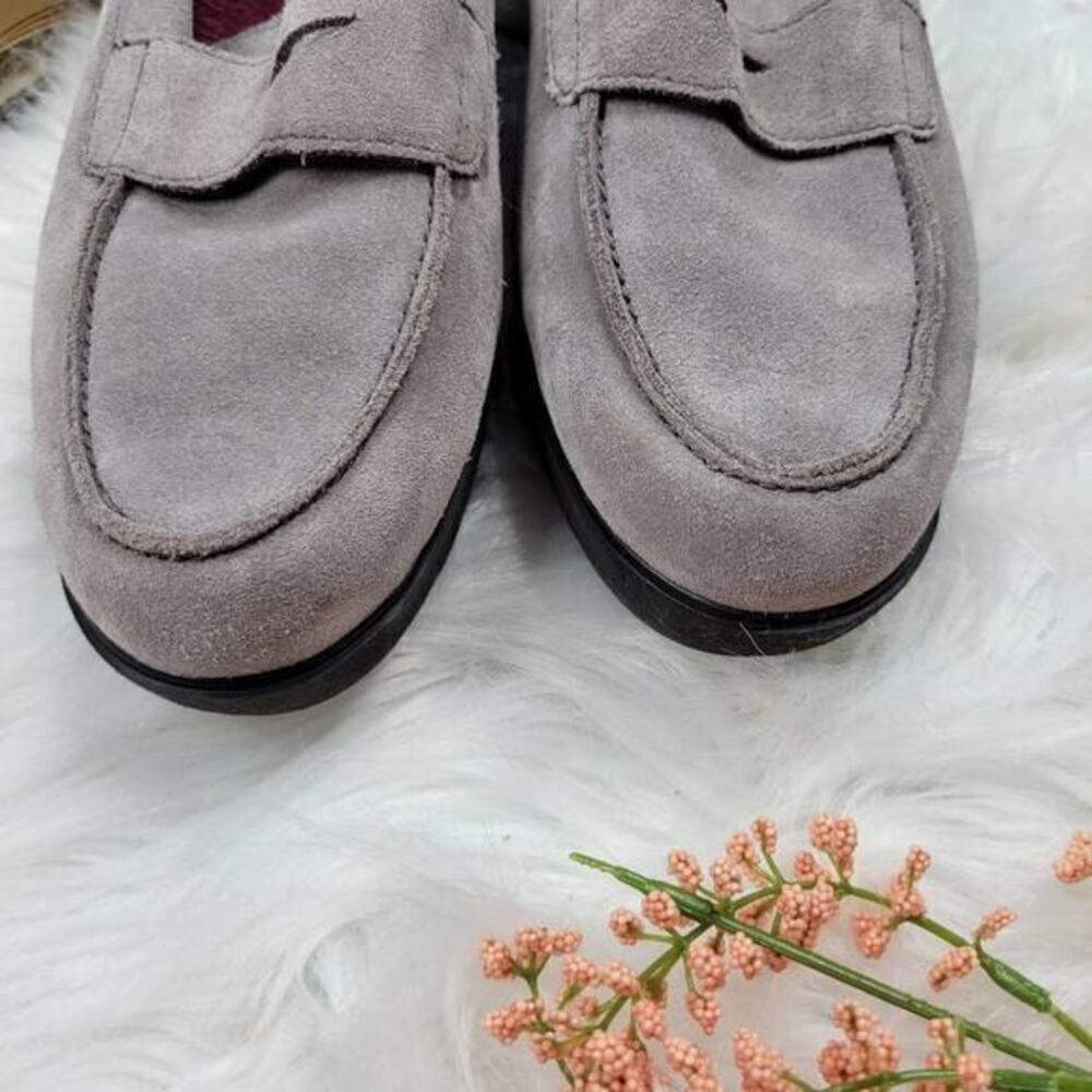 Munro Katie Gray Suede Platform Penny Loafers 9 - Picture 5 of 7